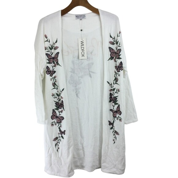 Wildfox Womens Bride Butterflies Make Up Lounge Open Front Robe White Sz Small - Picture 2 of 8